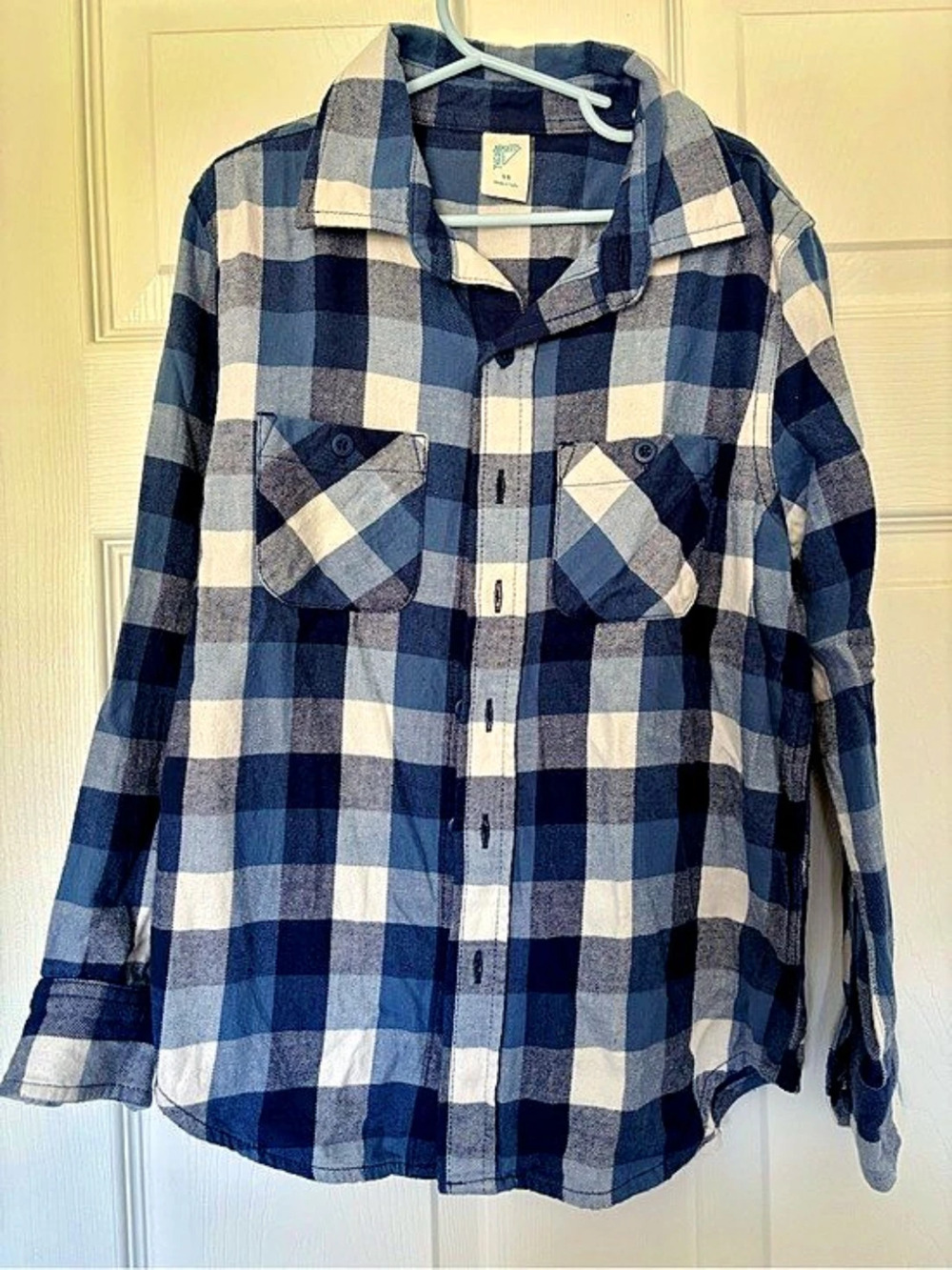 Thereabouts Boys Long Sleeve Flannel Shirt Blue White